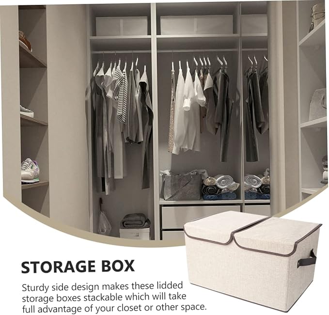 Double Lid Collapsible Storage Bin Lidded Storage Bins with Handles Woven Basket Organizer for Home