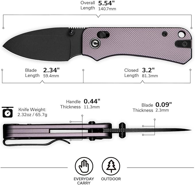 CIVIVI Small Pocket Knife for EDC Baby Banter 2 Crossbar Lock folding Knife with 2.34 Nitro-V Blade Aluminum Handle Titanium Thumb Stud Opener C23074-2