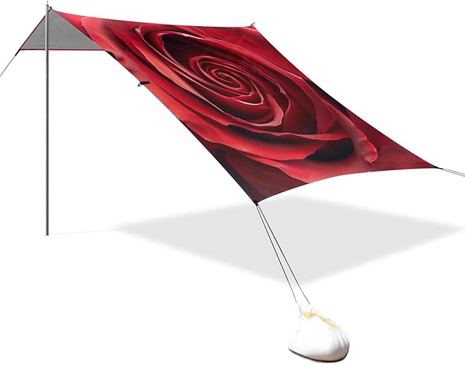 ALAZA Extreme Close Up of A Red Rose Beach Tent Sun Shelter Portable Canopy Sunshade for Outdoor Camping Picnics Backyard Fun 10x9 ft