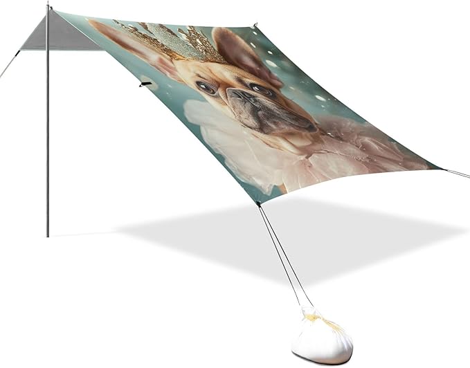 ALAZA French Bulldog Dog Cute Dog Dressed Up Beach Tent Sun Shelter Portable Canopy Sunshade for Outdoor Camping Picnics Backyard Fun 10x9 ft