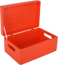 Creative Deco Large Red Wooden Box Storage with Hinged Lid | 11.8x7.87x5.51in (+-0.5) | Keepsake with Handles | Gift Box for Tool Dog Toy Shoes Kitchen Storage | Wood Keepsake Chest Trunk