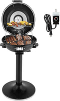 Outvita Indoor/Outdoor Electric Grill 1600W Portable Removable Stand Grill with Double Layer Design for BBQ Patio &amp Backyard (Black)