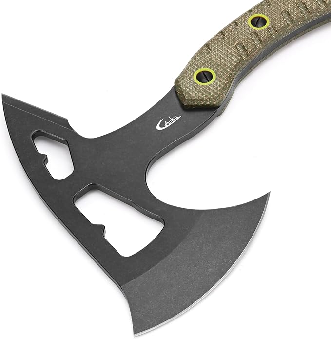 C1392 Camping AxesDC53 Steel Blade with Micarta Handle Chopping Axe Bushcraft Camping Axes Survival Hatchet with Kydex Sheaths for Hiking Hunting Camping Splitting Chopping Wood(Green)