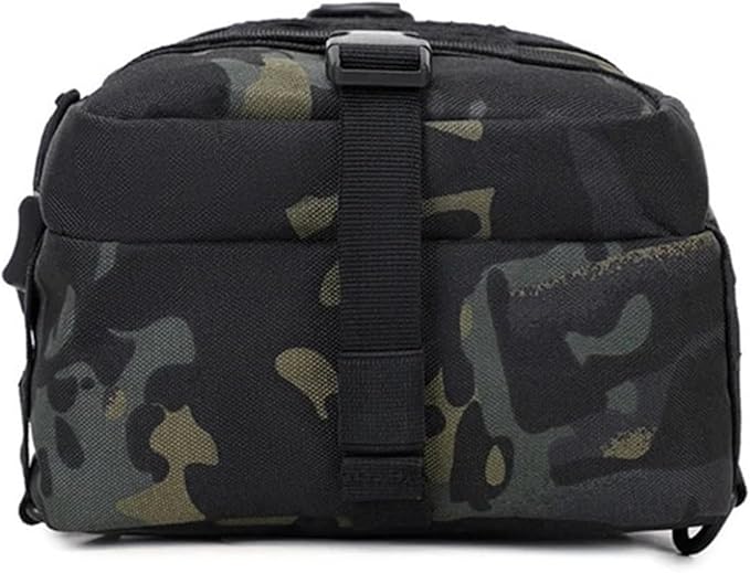 Jungle Leopard Tactical Fishing Chest Bag for Men Sports Shoulder Bags Molle Camping Climbing Hunting Fanny Pack(BLK)