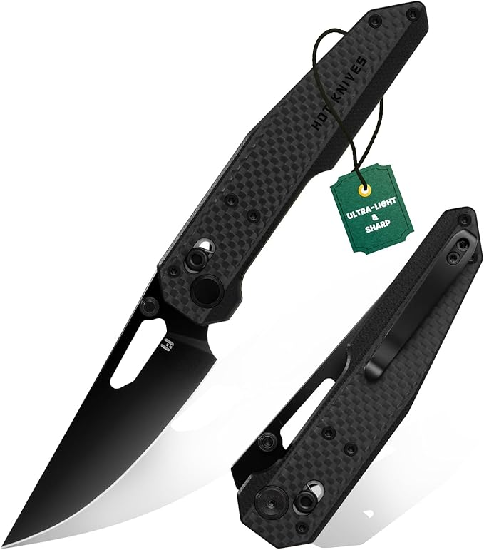 Carbon-Fiber-G10 Pocket Knife 3.6 with Swedish 14C28N steel designed by NOC Knives Axis-lock folding knife for cutting purpose