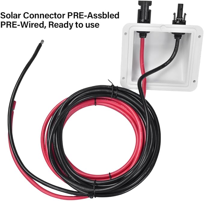 Solar Entry Gland 10ft Weatherproof ABS Double Cable 10AWG for All Cable Types UV Resistance Dual Cable Entry Housing for Solar Project on RvBoatCamperVan