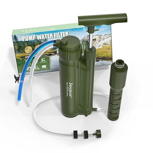 Portable 3-Stage Water Purifier Survival Pump with 0.01 Micron Ultrafiltration Membrane Water Purification SystemSuitable for HikingCampingEmergency Survival Water and Outdoor Activities