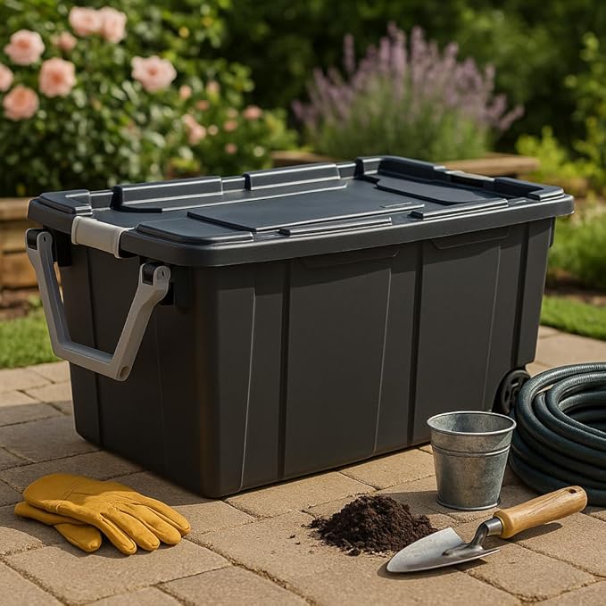 Grey 6-Pack 40-Gallon Wheeled Storage Bins with Latching Lids Heavy-Duty Plastic Totes with Ergonomic Handles Large Containers for Camping Gear Sports Equipment Tools &amp Workshop Storage