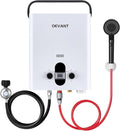 Propane Water Heater 1.32 GPM 5L Portable Tankless Water Heater with Overheating Protection Upgrade Screw-free Back Shell Instant Hot Water for RV Camping Outdoor Shower (WHITE)
