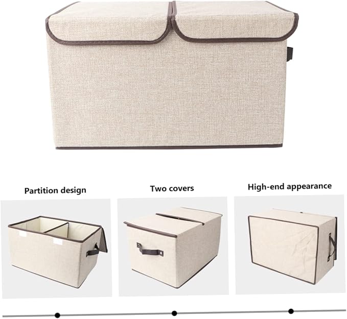 Cabilock Storage Organizer Baskets Cotton Linen Wardrobe Storage Bin Lid Versatile