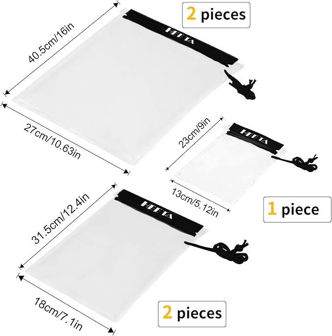 HEETA 2-Pack Waterproof Pouch with Waist Strap Transparent Screen Touchable Dry Bag Bundled with 5-Pack Clear Waterproof Dry Bag Water Tight Cases Pouch Dry Bags