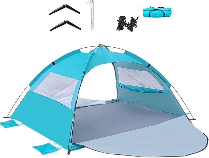 Sun Shade for Beach | UPF50+ Foldable Tent Canopy - Outdoor Sun Shelter | for Picnic Camping Beach Backyard Outdoor Backpacking Travel Patio