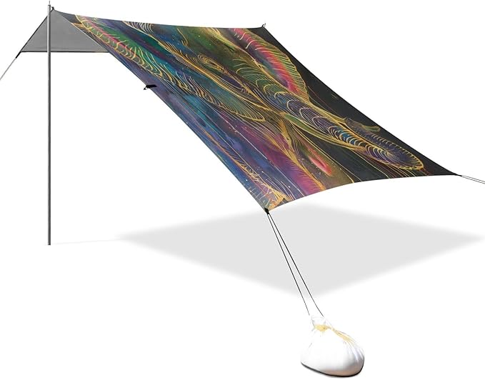ALAZA Elephant Portrait Art Beach Tent Sun Shelter UPF50+ Protection Beach Shade Canopy w/ 4 Sandbags for Outdoor Camping Fishing Backyard Fun Picnic 10x9 ft