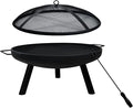 23inch Portable Fire Pit with Fire Poker and Spark Screen 2 in 1 Small Round Outdoor Fireplace for Outside Heating Bonfire Party Camping Backyard Patio Garden RV Trip