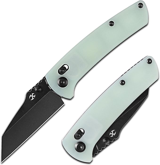 KANSEPT Main Street Pocket Folding Knife 3.36''Black Ticn Coated 154CM Sharp Steel Blade Jade G10 Handle and Thumb Stud Perfect Clip for Camping Hiking Fishing Everyday Carry T1015v7