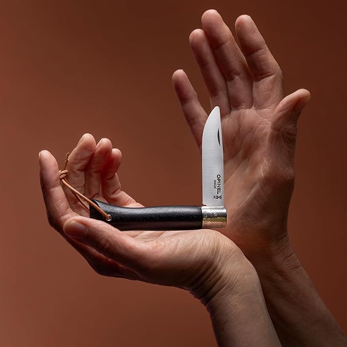 OPINEL NEO6 Folding Non-Locking Pocket Knife OPIFLEX Intuitive Design EDC Folder Wood Handles 2.75 in. Blade (Ebony)