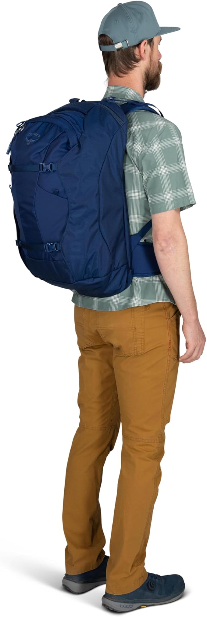 Osprey Farpoint 40L Men's Travel Backpack - Carry On Bag with Laptop Sleeve and Toiletry Pocket Antique Blue