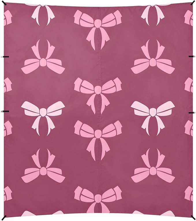 ALAZA White Pink Bows Pattern Beach Tent Sun Shelter Portable Canopy Sunshade for Outdoor Camping Picnics Backyard Fun 10x9 ft