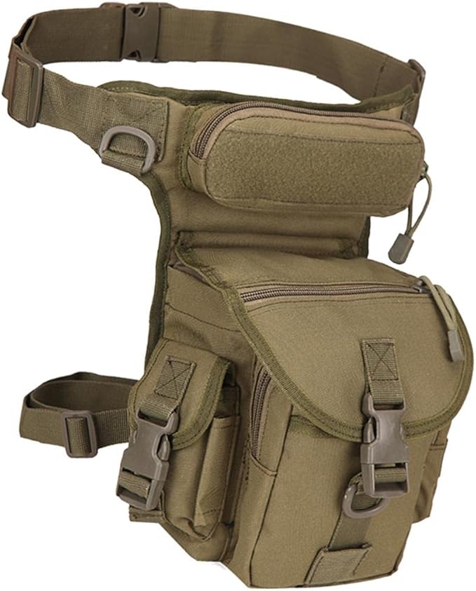 pistro Waterproof Waist Packs Utility Pouch Bag Cross Over Leg Rig Hip/Thigh Bag - Army Green