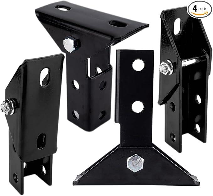 4-Pack Heavy Duty 180 Degree Turn Joint Connector BracketsBase for All 1-5/8 Strut ChannelSolar Panel Bracket for 3-Way Channel Cross Section.(Black)