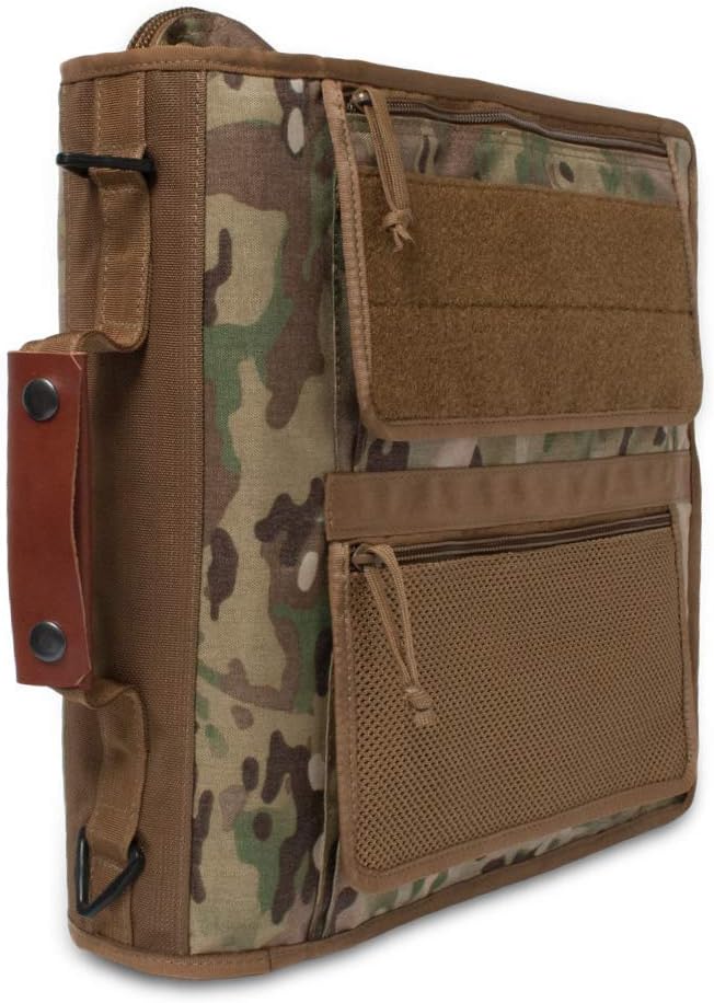 TACTICAL NOTEBOOK COVERS Tactical 3-Ring Binder Cover System | Zippered Padfolio Organizer Bag with Leather Handle | Fits 1.5” to 2” Binders | Durable Field Use Organizer (Multicam)