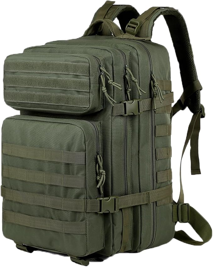56L Tactical Backpack Military Molle Backpack Army 3 Day Waterproof Durable Hiking Rucksack for Men 24H Outdoor Survival Bug Out Bag for Camping Travel Hunting Army Green