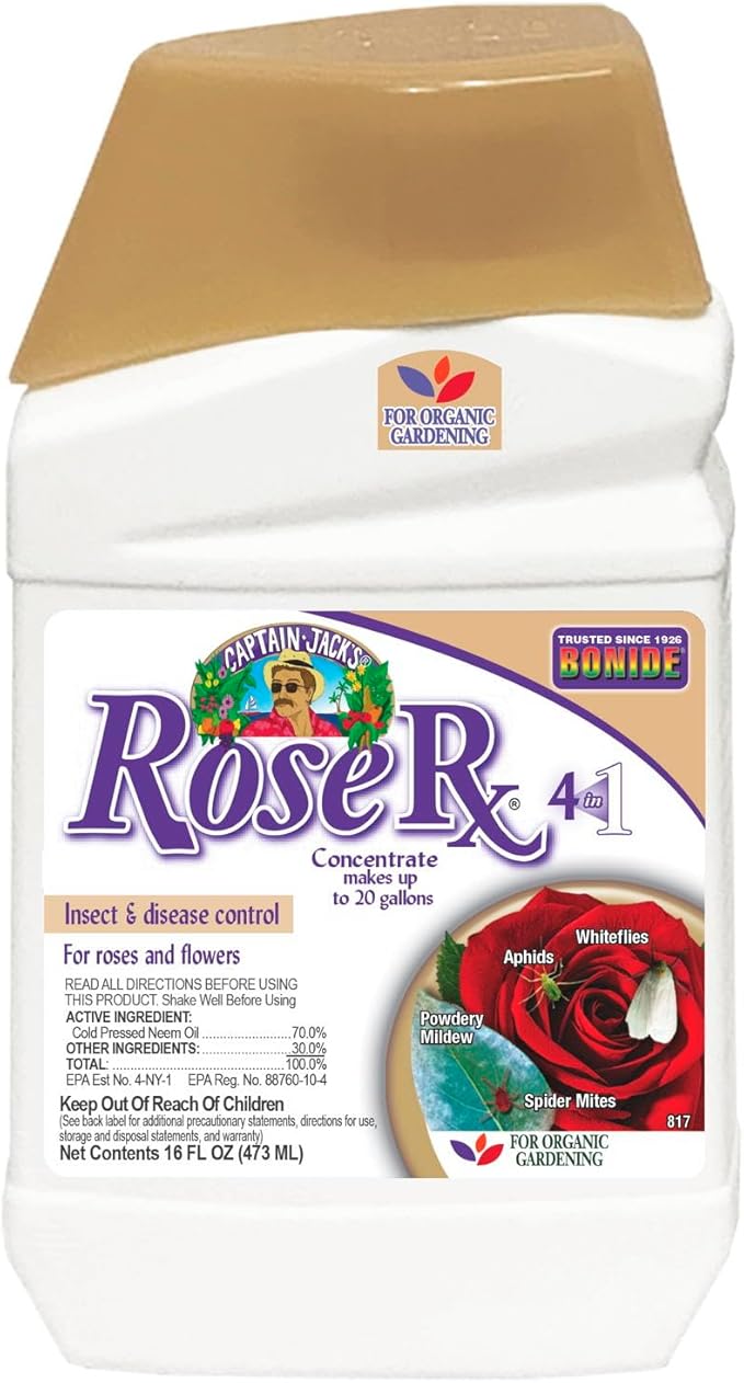 Bonide Captain Jack's Rose Rx 4-in-1 Insect &amp Disease Control 16 oz Concentrate Neem Oil for Organic Gardening