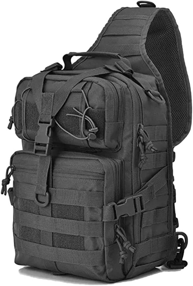 Tactical Chest Bag Military Shoulder Bag Large Capacity Crossbody Bag Sling Backpack for Travel Hiking Camping (As Shown)