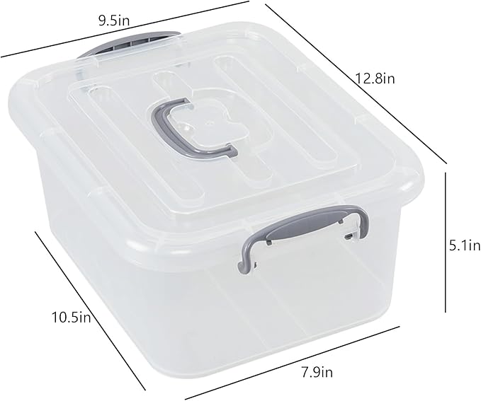 2 Pack Storage Organizer Bins 8 L Latching Box with Handle Stackable Storage Containers for Organizing