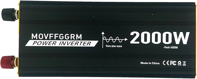 2000W Pure Sine Wave Power Inverter peak-4000 WattDC 12V to 110Vwith 3xACUSB PortLCD Digital Display