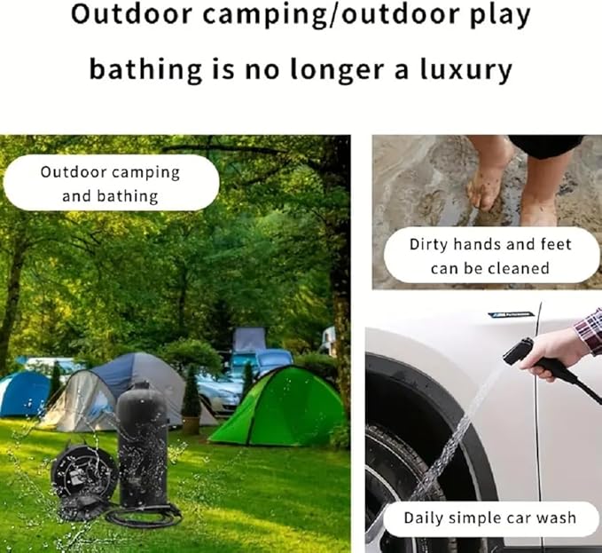 Portable Camping Shower Bag - 11L/3 Gallons Solar Shower Water Bag with Foot Pump and Shower Head - Camp Shower for Camping Beach Travel Hiking Climbing Outdoor Activities