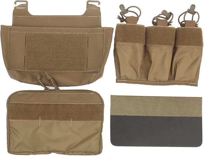 Removable Tactical G-Hook Front Flap Double Stack Abdominal Fanny Pack with 5.56mm Triple Magazine Insert and Kangaroo Pouch
