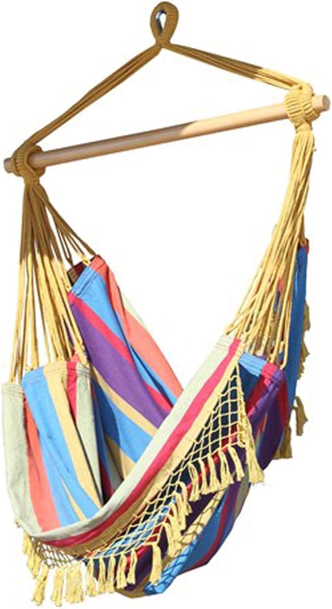 Vivere Cotton Hammock Chair with Hardwood Spreader Bar - 250 lb Capacity (Paradise)