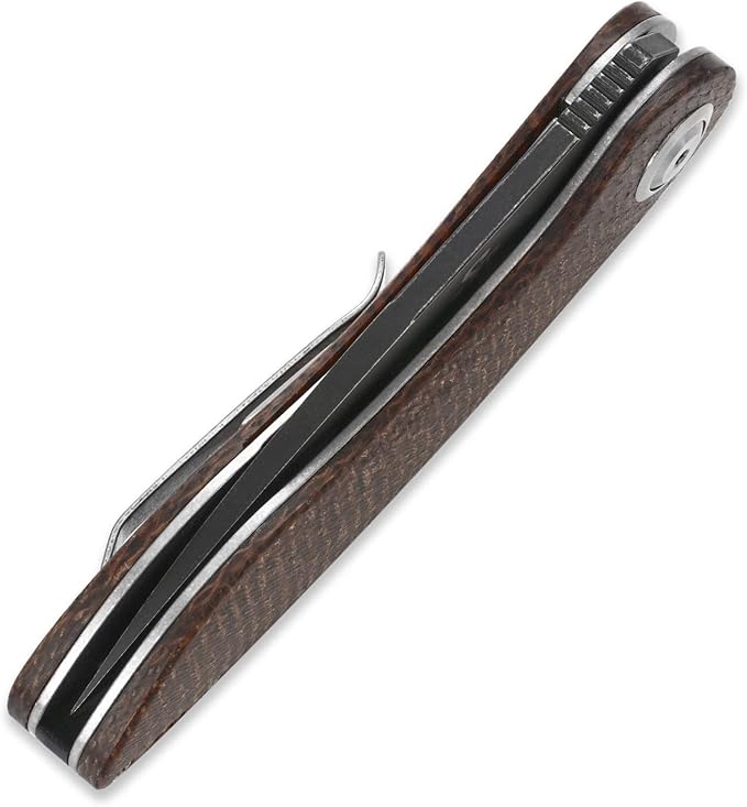 Sitivien ST139 Folding Knife Sandvik 14C28N Steel Blade Knife Micarta Handle EDC Tool Knives for Outdoor Camping Hiking Hunting Survival(Brown)