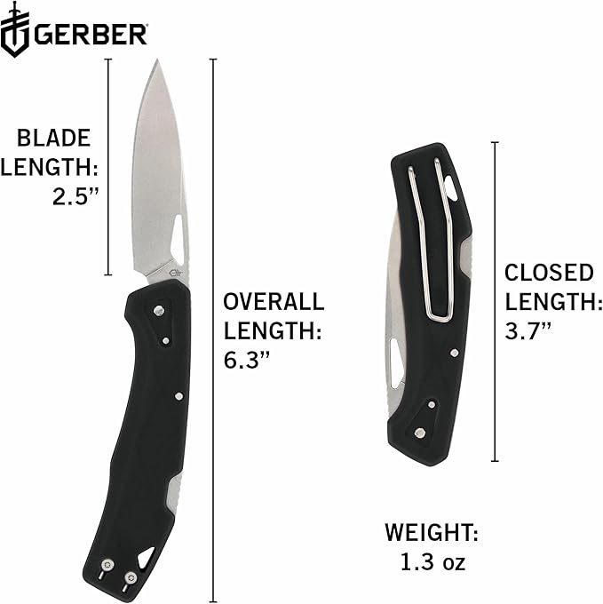 Gerber Gear LST - EDC Pocket Knife - Survival Tactical Tool for Travel Camping &amp Outdoor Adventure - Lightweight &amp Compact Folding Knife - Stainless Steel Blade - Black