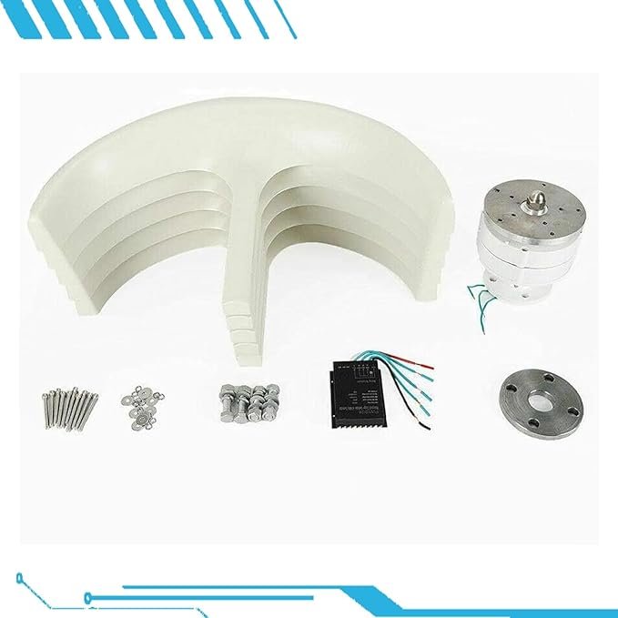 16000W Wind Turbines Generator5 Blades 12V/24V/48V Vertical Axis Wind Turbines Generator Kit3 Phase AC Permanent Magnet Generator Kit for Home Hybrids Streetlight Use(White48V)