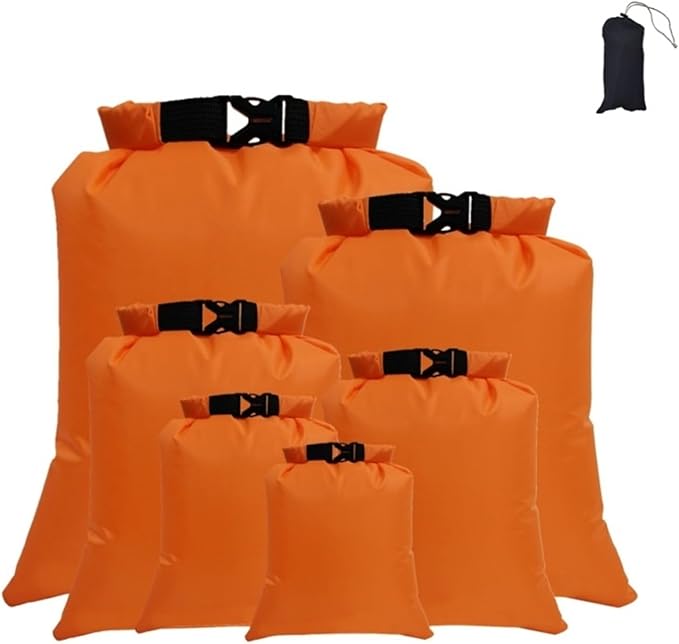 Waterproof Dry Bag 5PCS 1.5/2.5/3/3.5/5/8L Waterproof Dry Bag Pack Sack Swimming Rafting Kayaking River Trekking Floating Sailing Canoing Boating for SwimmingBoating(Orange)