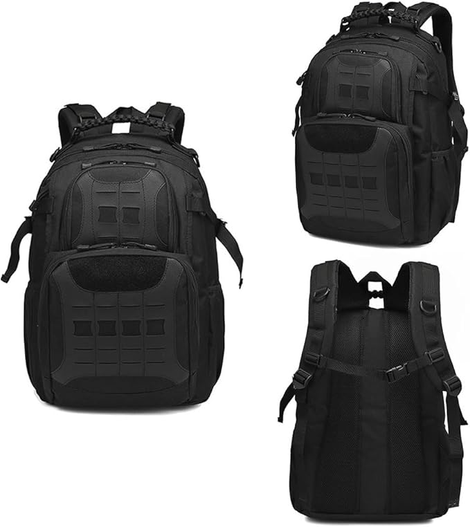 45L Military Tactical Backpacks Molle Army Assault Pack 3 Day Bug Out Bag Hiking Treeking Rucksack Bag (Black)