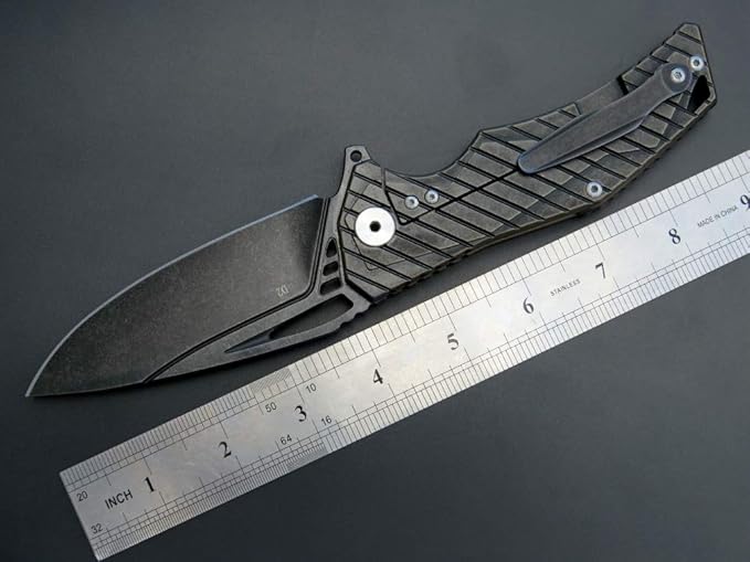 Eafengrow EF955 Titanium Alloy Folding Knife Titanium Handle with Pocket Clip Frame Lock EDC for Camping Tactical Hiking Survival Outdoor