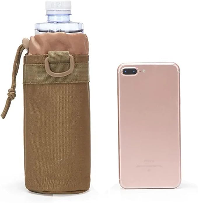 Outdoor Water Bottle Pouch Tactical Molle Kettle Pouch Holder Hiking Hunting Pulling Rope Multi Functional Bottle Bag