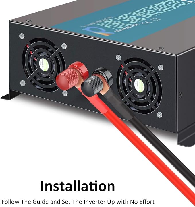 WZRELB 1500W Continuous Pure Sine Wave Inverter DC 12V to AC 120V Car Power Inverter with Dual AC Outlets