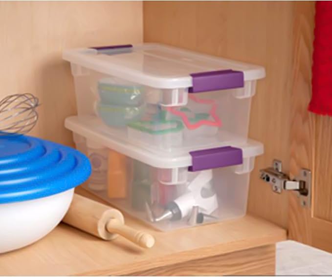 Sterilite 66 Quart (6 Pack) and 6 Quart (12 Pack) Totes Clear Plastic Stackable Storage Containers with Latching Lids for Home Organization