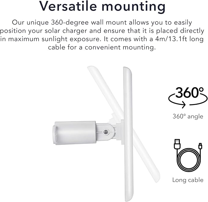 Wasserstein Solar Panel Compatible with Ring Spotlight Cam/Plus/Pro Battery Stick Up Cam/Pro &amp Outdoor Cam Plus Battery - Continuous Power for Ring Surveillance Camera (1-Pack White)