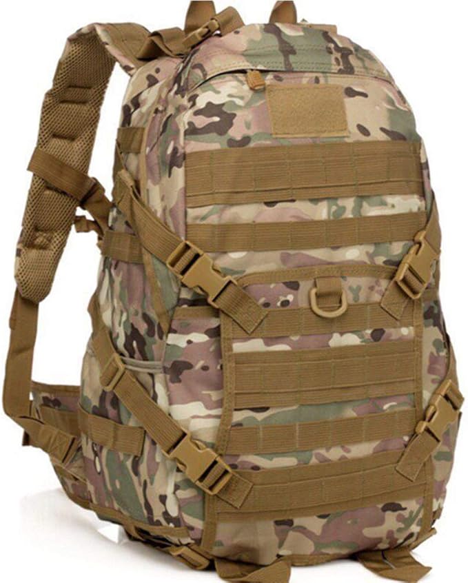 Outdoor Sports Pack Hiking Bag Tactical Rucksack Camo Knapsack Combat Camouflage Tactical Molle 40L Backpack - CP