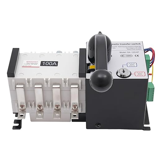 63A 110V Dual Power Automatic Transfer Switch Manual Transfer Switch 50/60Hz Din Rail Mounted Mini ATS 2/3/4P 63/32A for Hone Generator and Backup Power RV (4P 100A)