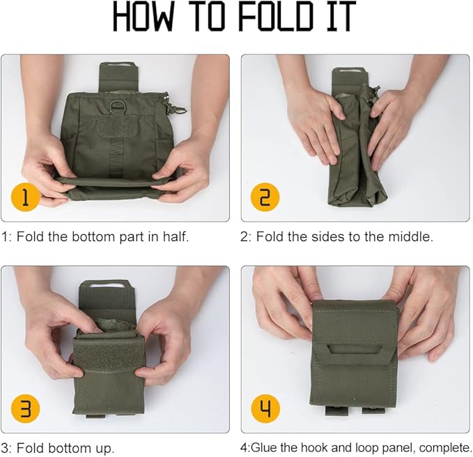 IDOGEAR Molle Dump Pouch Tactical Pouches Roll-up Drawstring Mag Pouches Foldable for Battle Belt Vest Plate Carrier Backpack Utility Folding Dump Pouch Waist Bag