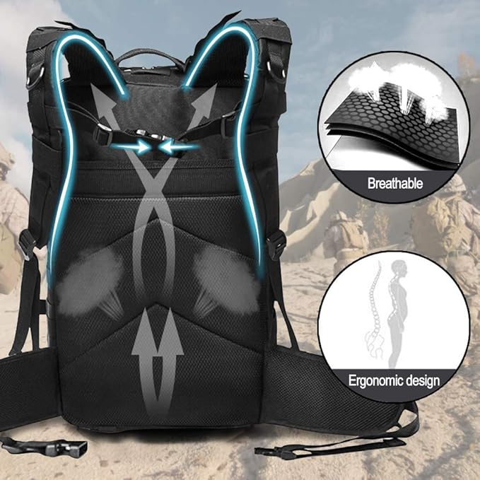EMDMAK Military Tactical Backpack 42L Large Military Pack Army 3 Day Assault Pack Molle Bag Rucksack