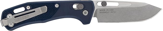 Gerber Gear Assert Magnacut - Deep Carry Pocket Clip Knife for Camping Hiking Adventure - EDC Utility Tool - Stainless Steel Blade - Textured Grip - Made in USA - Blue