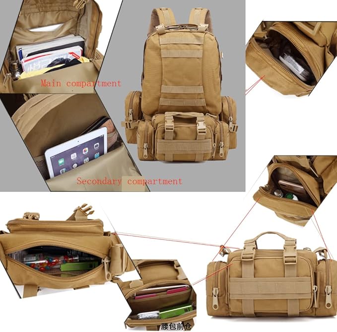 Tactical Backpack MOLLE Rucksacks Detachable Assault Pack Bug Out Bag