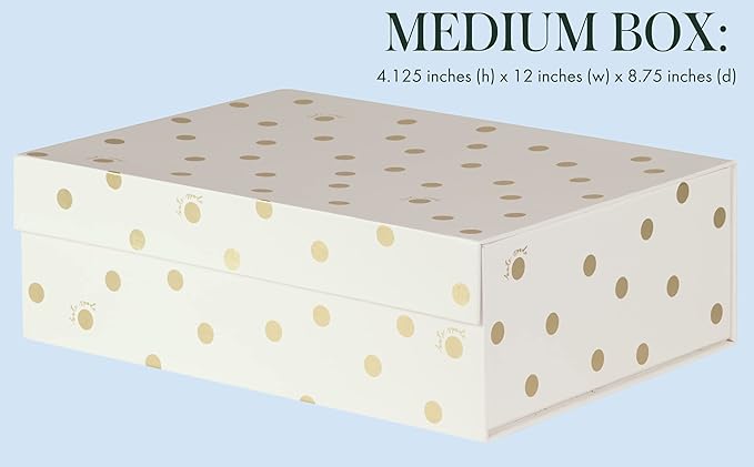 kate spade new york Decorative Storage Boxes with Lids 3 Pack Sturdy Organizer Storage Bins Includes Small Medium Large Pink Nesting Boxes with Magnetic Closure Gold Dot with Script